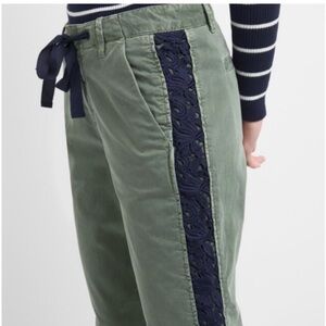 GAP Woman Olive Girlfriend Chinos with Black Lace Side Panels Size 12